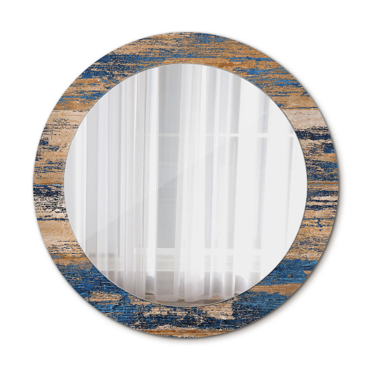 SPIEGEL Ø70 cm Rund mit Aufdruck - Blau, Glas (70/70/0.4cm) - TULUP