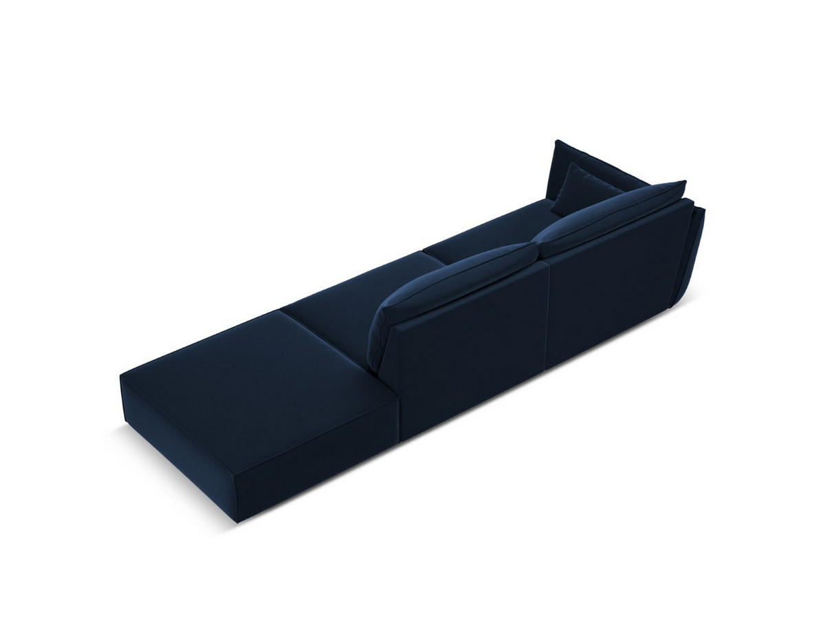 RECHTES-SOFA Kaelle aus Samt königsblau 4 Sitzplätze - Blau, Textil (110/85/264cm) - Micadoni
