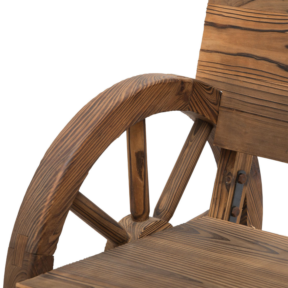GARTENBANK DE-17761 3-Sitzer mit Wagenrädern & Lattenrost Carbonisiert - Braun, Holz (114/80/58cm) - ComfortXL