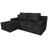 ECKSOFA Caspar mit Schlaffunktion Schwarz Cord - Schwarz, Textil (200/141cm) - Bromarkt