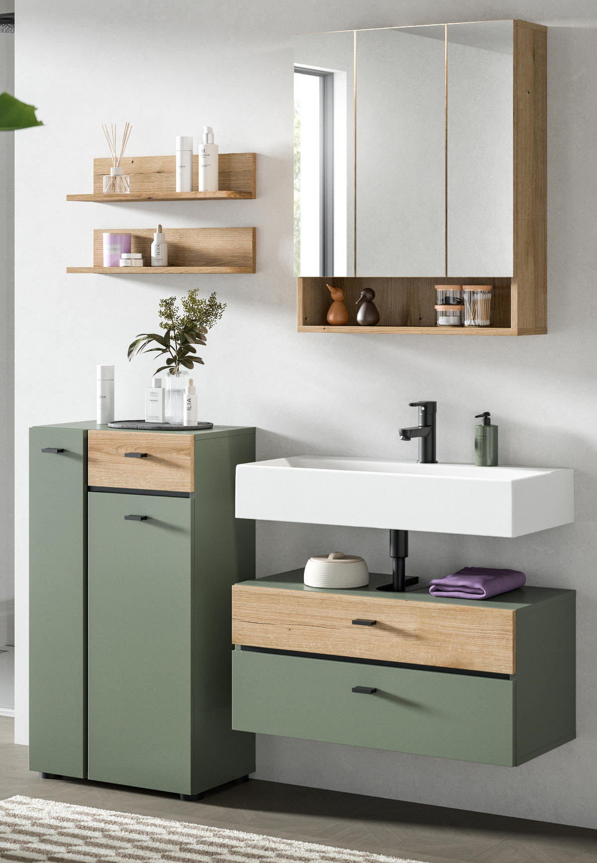 REGAL Evoke Eiche 51 cm, Badezimmer Regal 2er Set - Eichefarben, Holzwerkstoff (51/12/14cm) - Inn.Furn