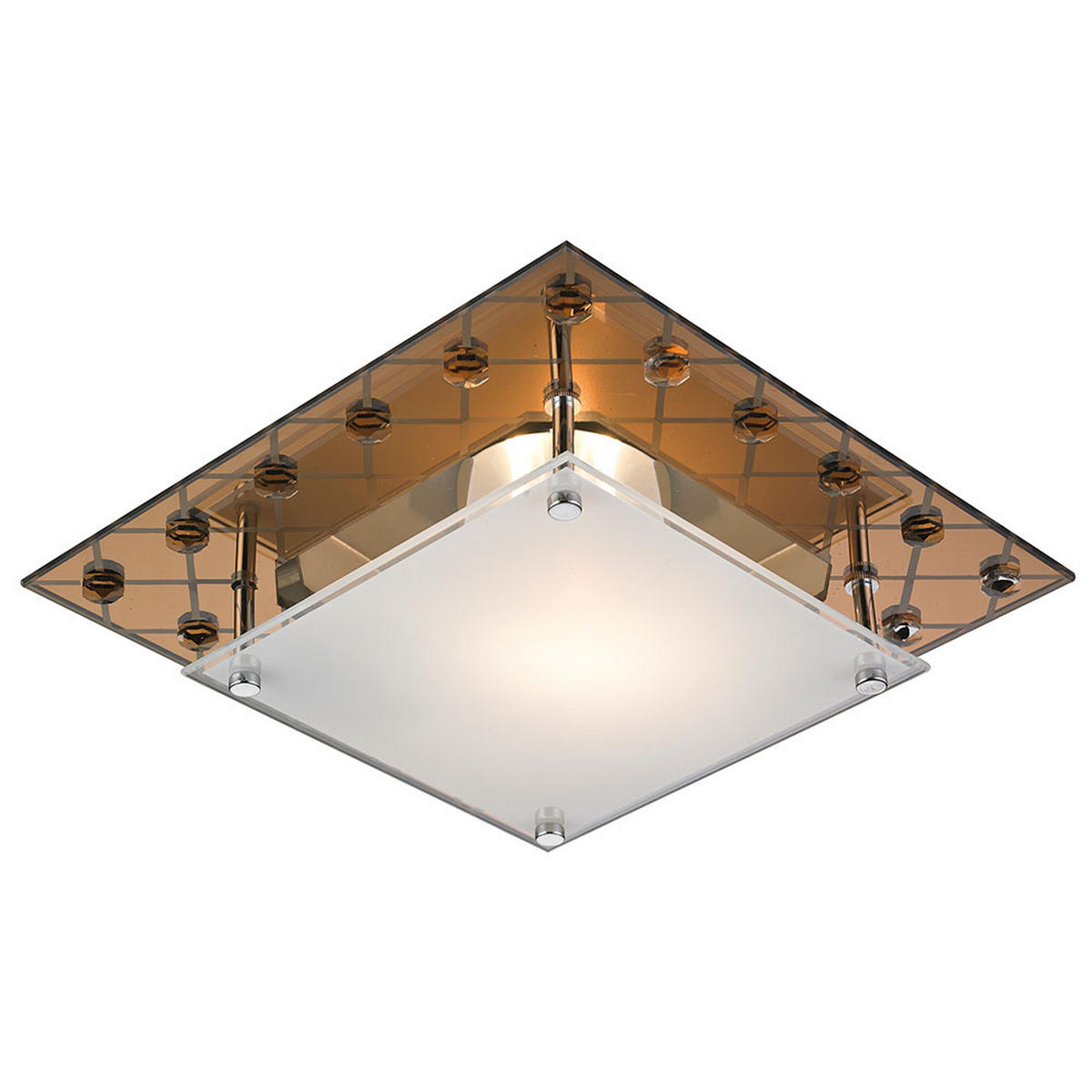 LED DECKENLEUCHTE Metall Kupfer Kristalloptik Glas - Kupferfarben, Glas (26/26/8.5cm) - Esto