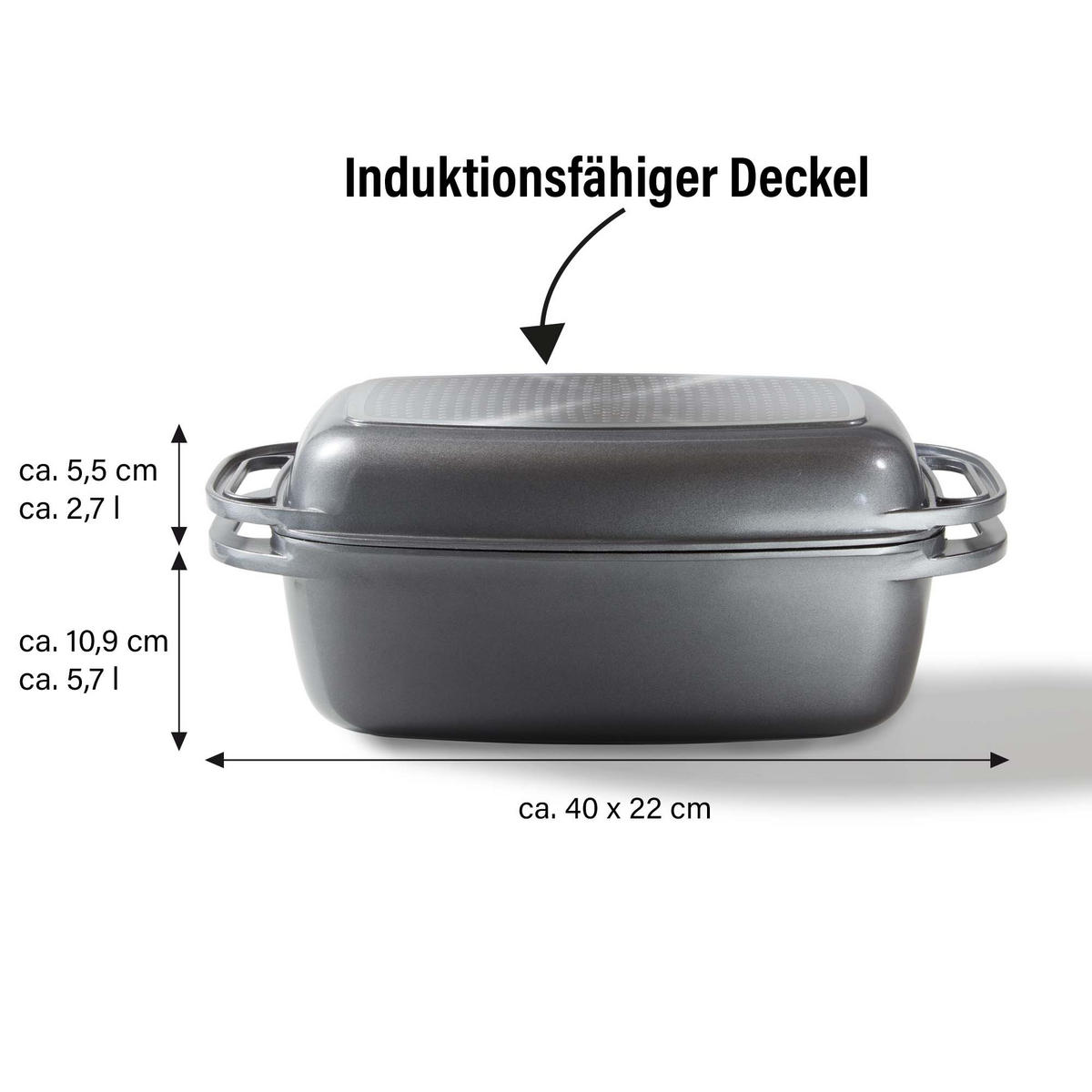 RECHTECK-BRÄTER - Grau, Metall (22/40/10.9cm) - Stoneline