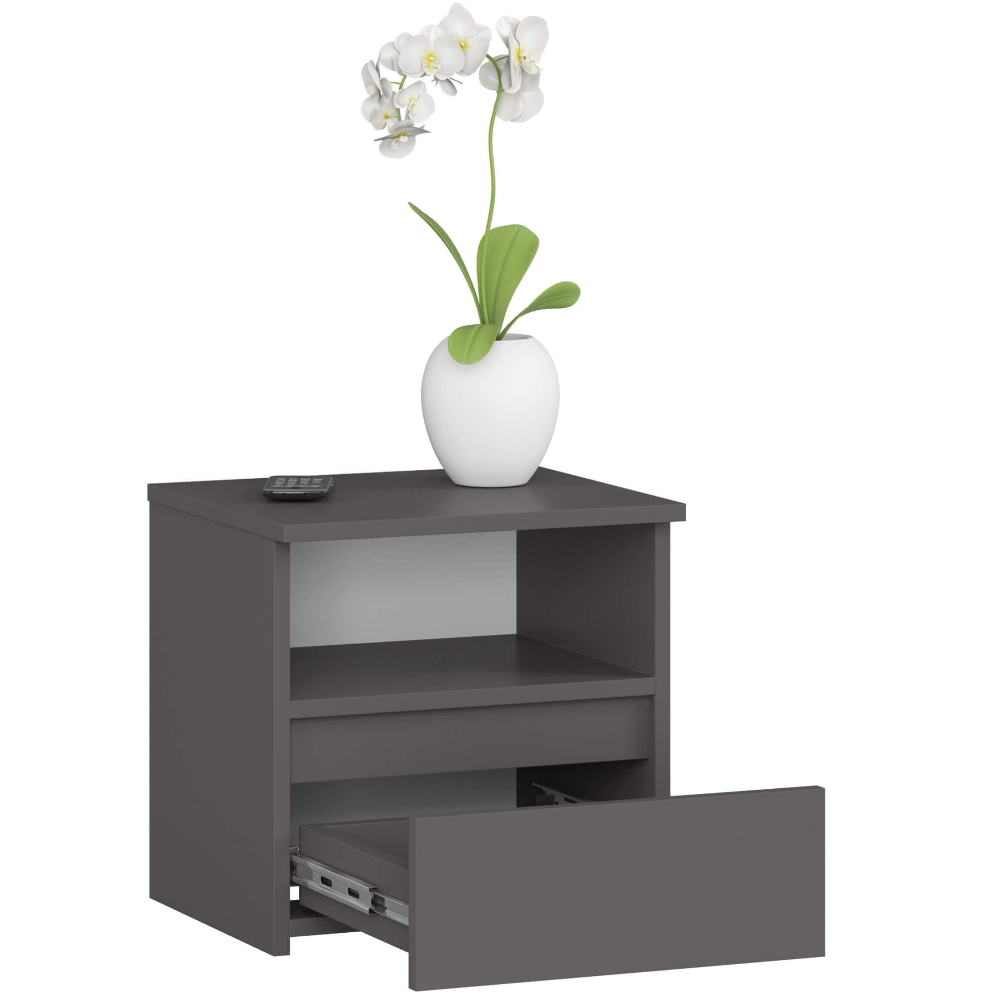 RAUMHIRSCH FURNITURE NOČNÍ STOLEK Grafitově šedý 40/40/35