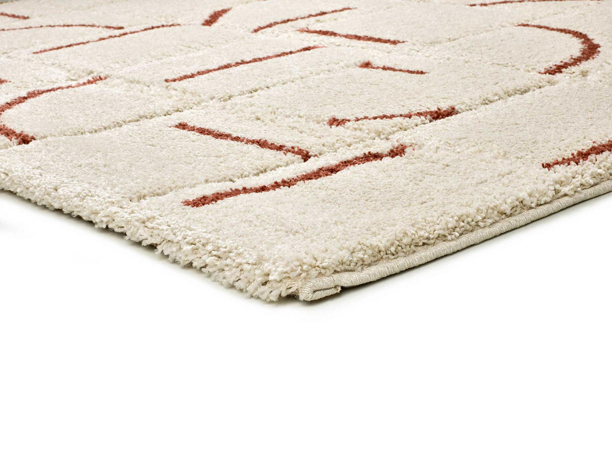 HOCHFLORTEPPICH beige und terrakotta Brenda 133/190 cm - Beige/Terracotta, Naturmaterialien/Textil (133/190cm) - Atticgo