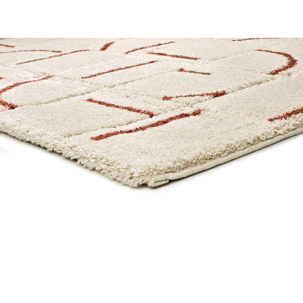 Thumbnail - Atticgo Hochflorteppich, Beige, Terra cotta, Textil, Grafikmuster, Rechteckig, 80x150 cm, Oeko-Tex® Standard 100, für Fu...