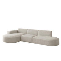 ECKSOFA Designer L-Form MODENA Stoff Loop Nate Links - Creme, Holz (165/296cm) - Kaiser Möbel