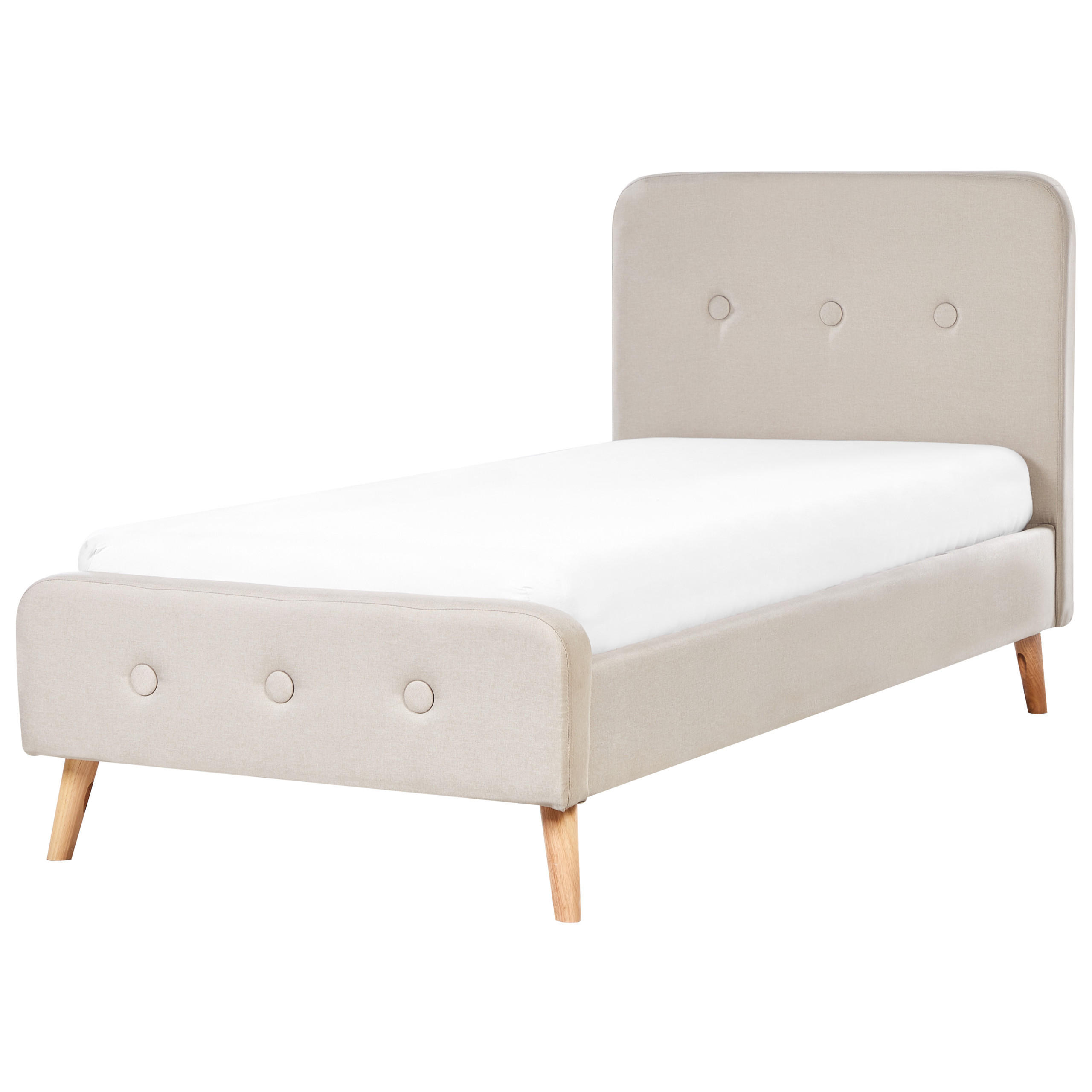 POLSTERBETT 90x200 cm Beige Rennes - Beige, Textil (90/200cm) - Beliani