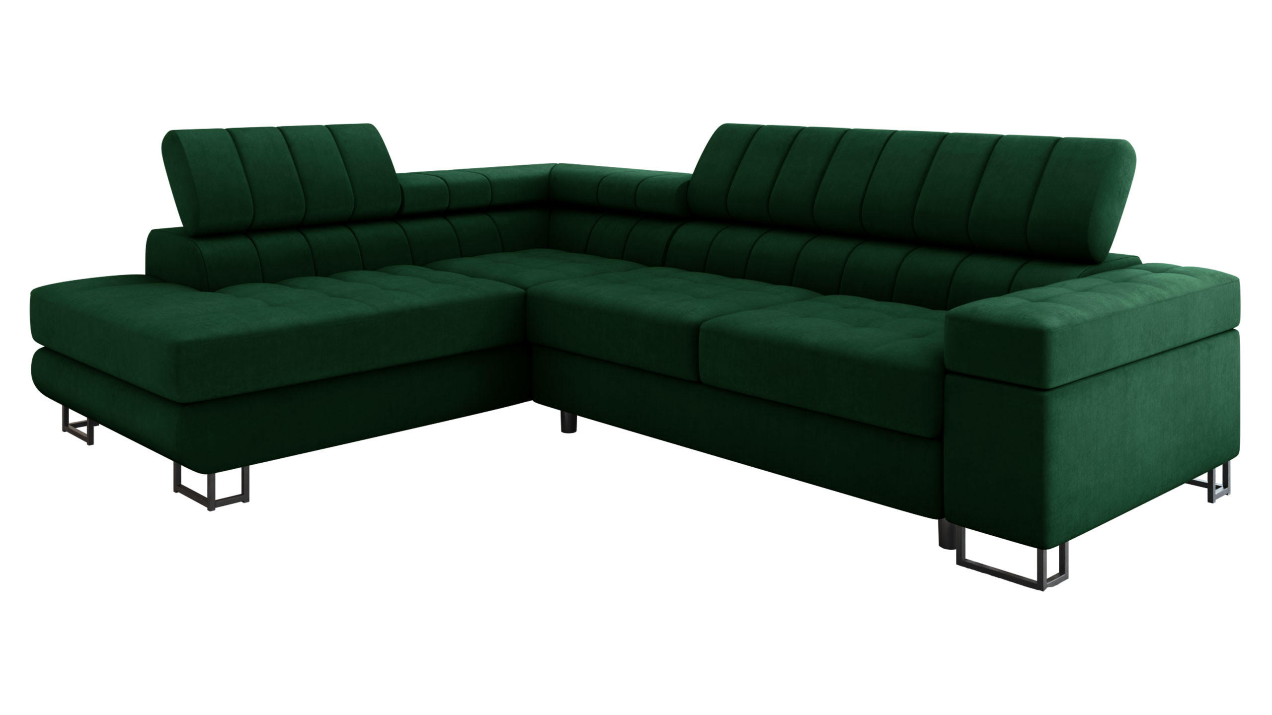 ECKSOFA Laris Premium, Seite: Links - Schwarz/Grün, Holz/Textil (271/203cm) - MIRJAN24