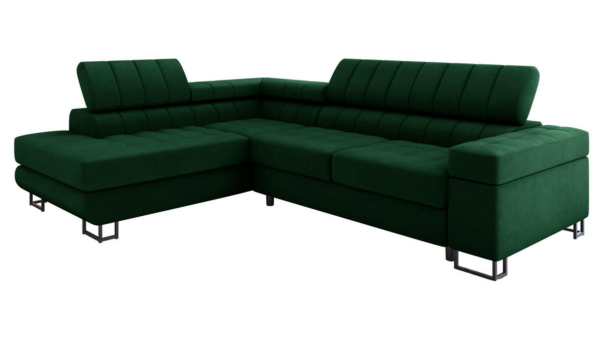 ECKSOFA Laris Premium, Seite: Links - Schwarz/Grün, Holz/Textil (271/203cm) - MIRJAN24