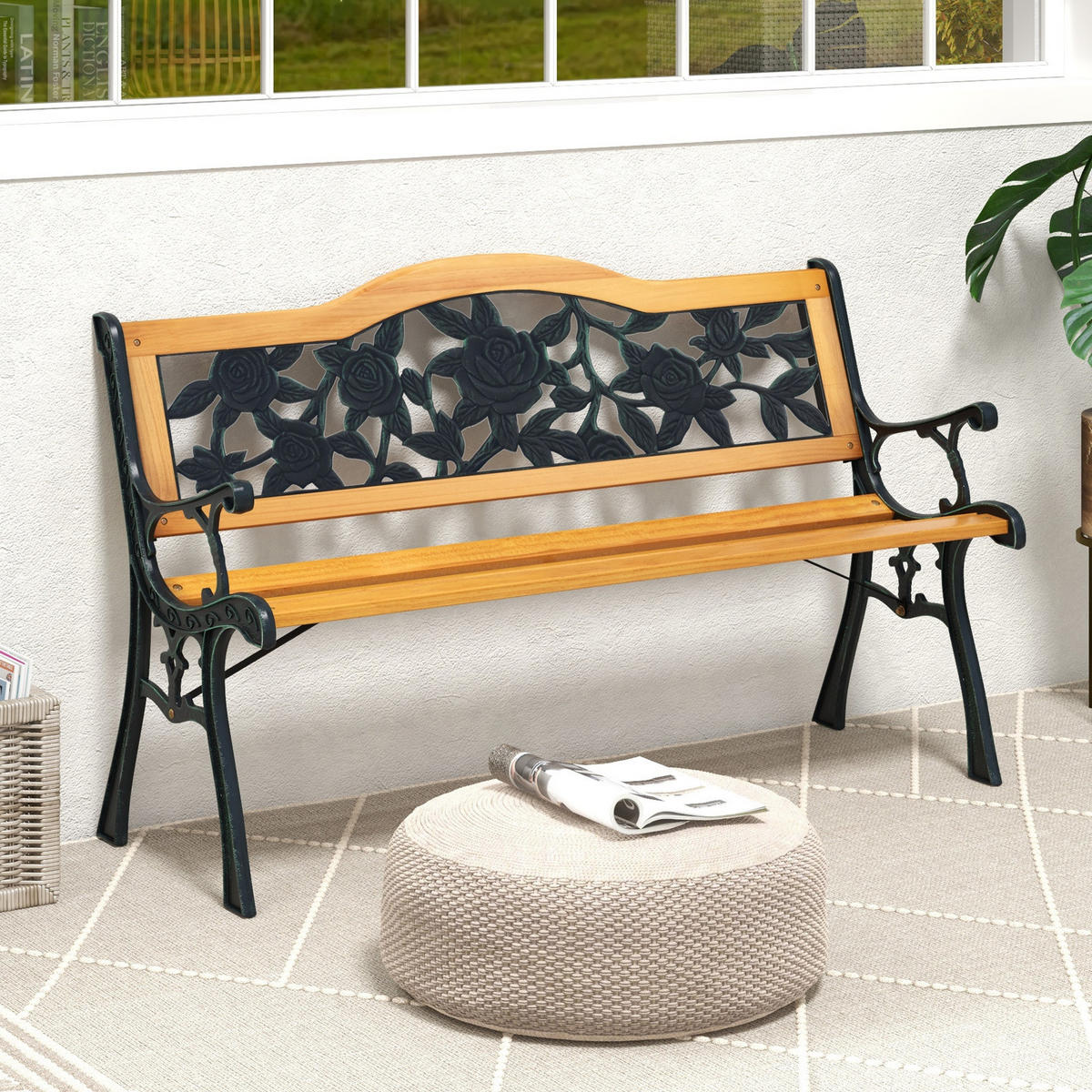PARKOVÁ LAVICA prírodná - prírodná farba, drevo (52.5/73.5/127.5cm) - COSTWAY