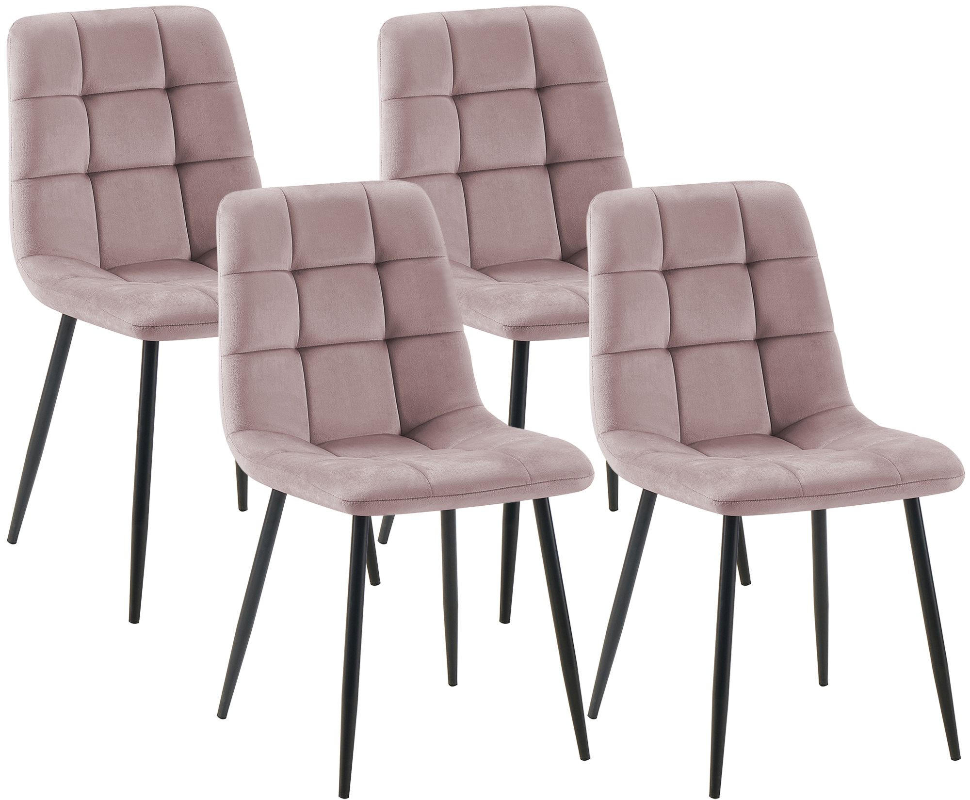 STUHL 4er Set Samt Pink - Pink/Schwarz, Textil/Metall (45/84/55cm) - CLP