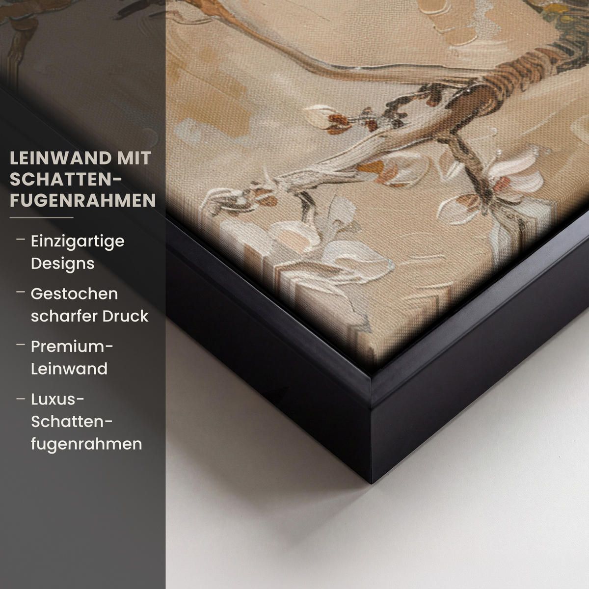 LEINWAND Bilder mit Rahmen - Blumen - Modern - Beige - Weiß - Blüte - 30x40 - Beige, Textil (30/40cm) - MuchoWow