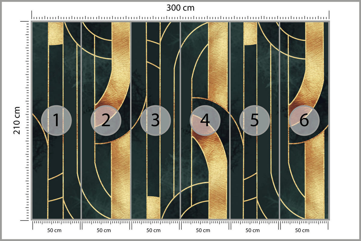 FOTOTAPETE für Büro Imitation Goldene Abstraktion Formen Geometrischn 300x210 - Schwarz, Papier (300/210cm) - Muralo