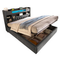 POLSTERBETT 180x200 cm in Grau mit Bettkasten, LED, USB- und USB-C-Anschlüssen - Grau, Textil (180/200cm) - IVMEU