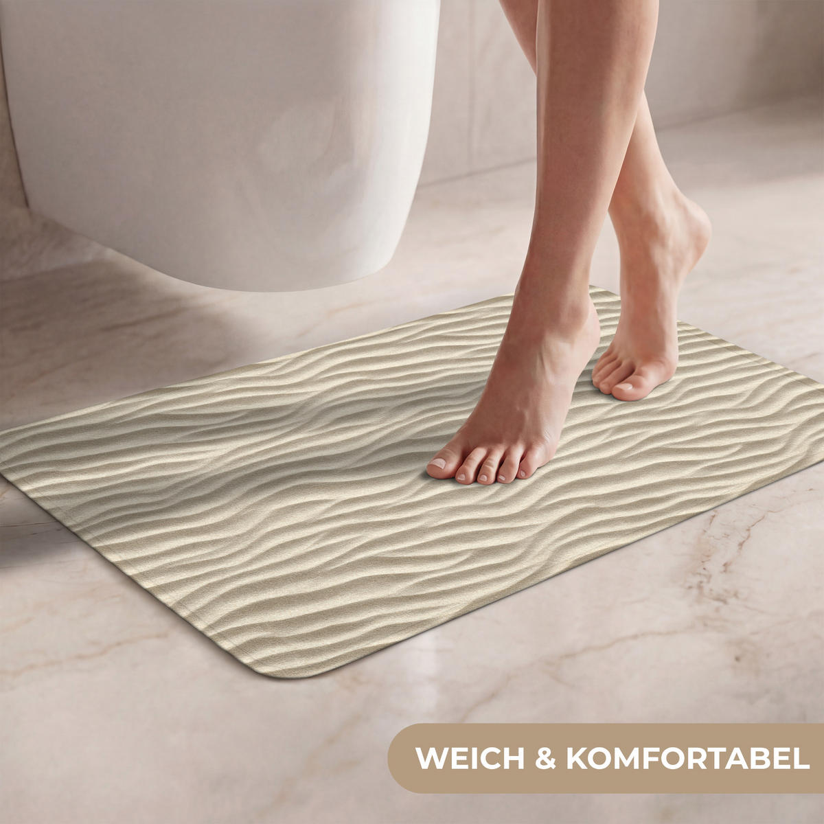 WC PŘEDLOŽKA Písek - Vlny - Béžová 60x40 cm - písková barva, textil/plast (60/1cm) - OnlyWow