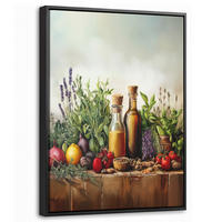 LEINWAND Bilder mit Rahmen - Stilleben - Kräuter - Gewürze - Früchte - Farbenfroh - 30x40 - Grün, Textil (30/40cm) - MuchoWow