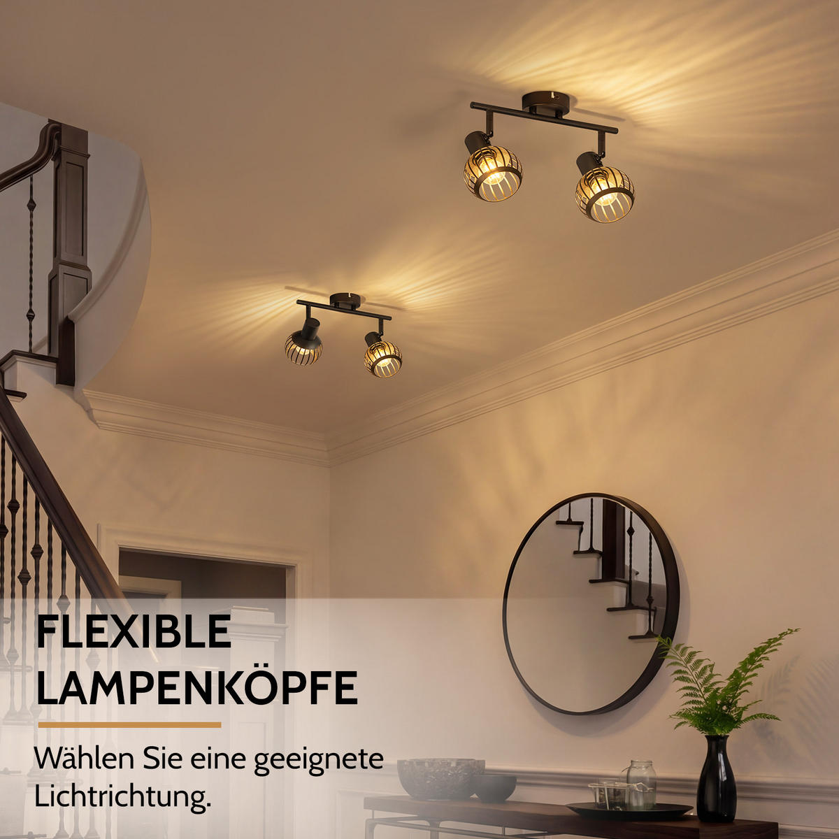 DECKENSTRAHLER Quorsis 28/14.2/17 cm - Schwarz, Metall (28/14.2/17cm) - ZMH