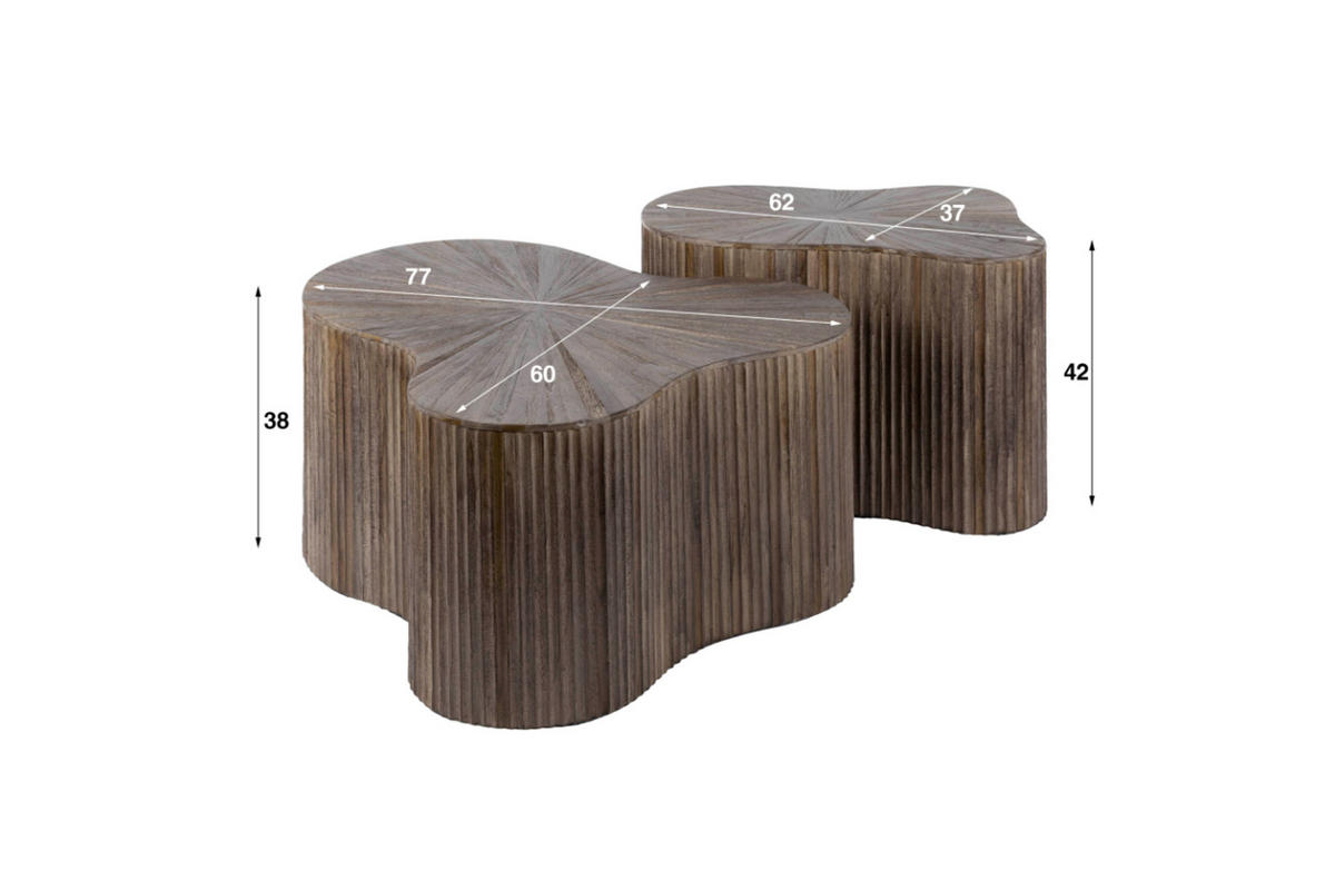 COUCHTISCH-SET INKA Braun Teakholz - Braun, Teakholz/Holz (77/60/38cm) - KAWOLA