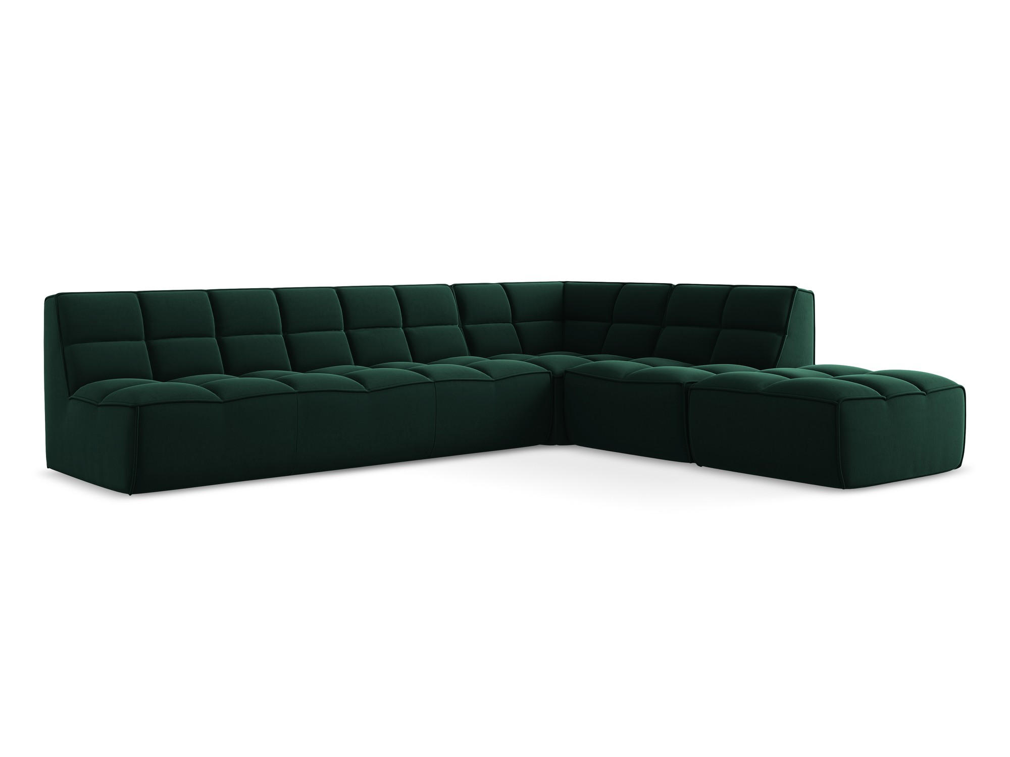 ECKSOFA Beidseitig Samt Stoff Grün - Dunkelgrün/Schwarz, Kunststoff/Textil (308/258cm) - Makamii