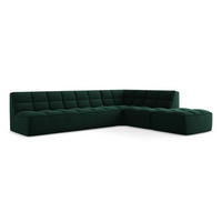 ECKSOFA Beidseitig Samt Stoff Grün - Dunkelgrün/Schwarz, Kunststoff/Textil (308/258cm) - Makamii