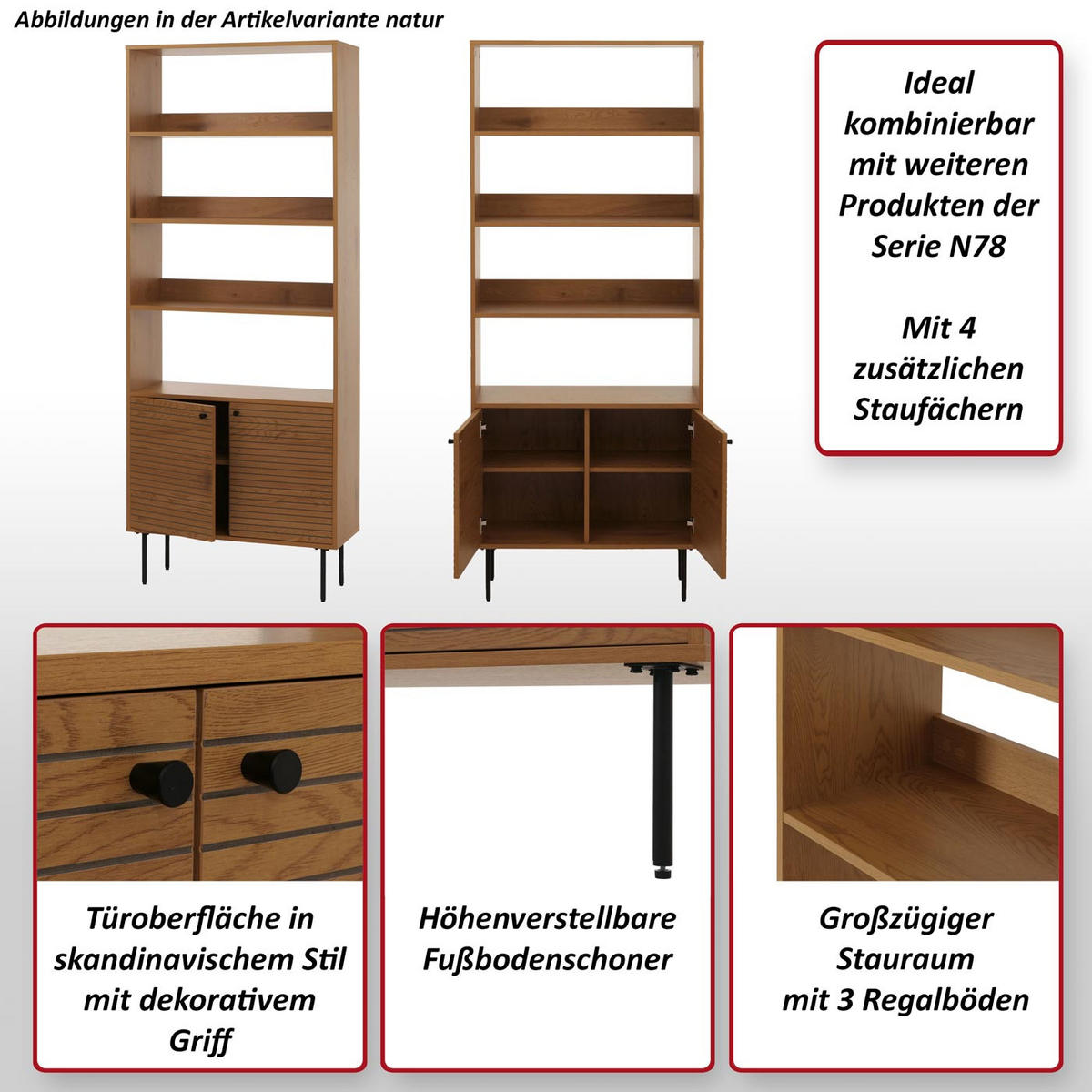 BÜCHERREGAL Dunkelbraun - Dunkelbraun, Metall (80/200/30cm) - MCW