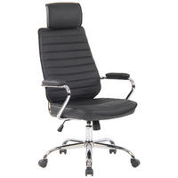 BÜROSTUHL Rocket Echtleder schwarz - Chromfarben/Schwarz, Leder/Metall (59/128/57cm) - TPFLiving