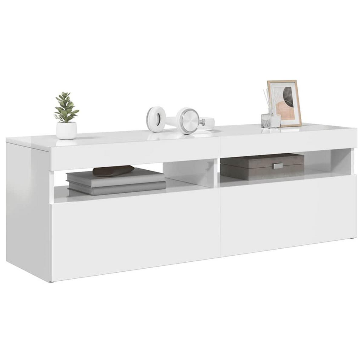 TV-SCHRANK Mit Led-Leuchten Hochglanz-Weiss 120/35/40 Cm - Weiß, Holzwerkstoff (35/40/60cm) - vidaXL