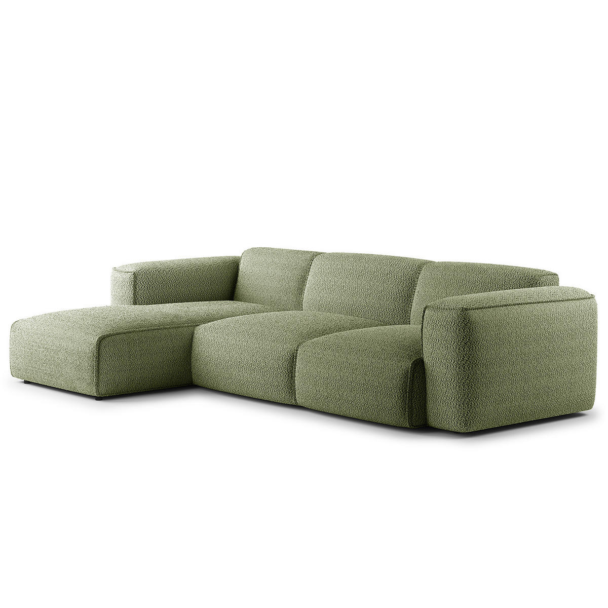 3-SITZER ECKSOFA mit Longchair - Schwarz/Grün, Kunststoff/Textil (284/173cm) - home24