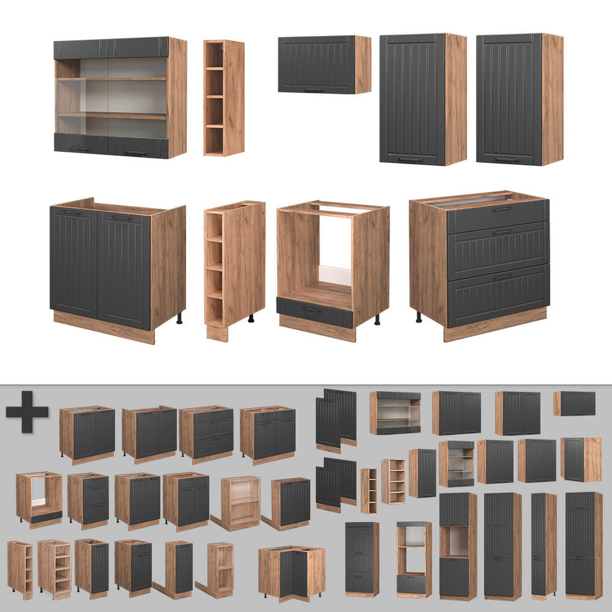 KUCHYŇSKÝ KOUT Fame-Line Tmavě šedá - medově dubová/tmavě šedá, kompozitní dřevo (235/81.6/46cm) - Vicco