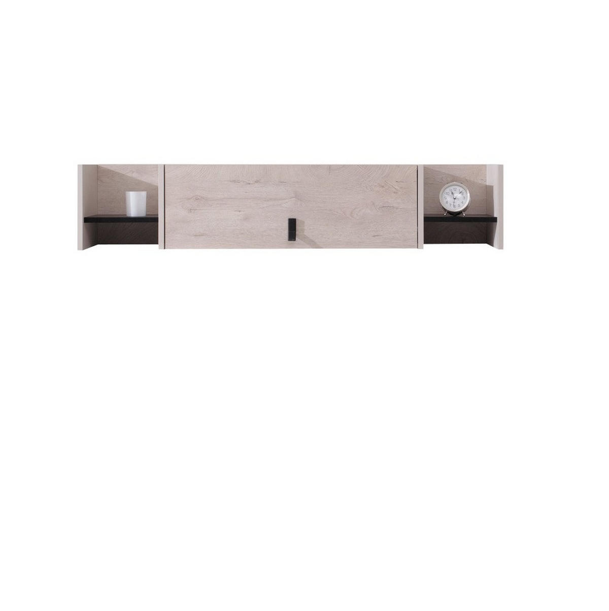 JUGENDZIMMER Space Set A mit Bett 90 x 200 - Schwarz-Eiche-Beige - Eichefarben/Beige, Holzwerkstoff (90/190/90cm) - QMM TraumMöbel