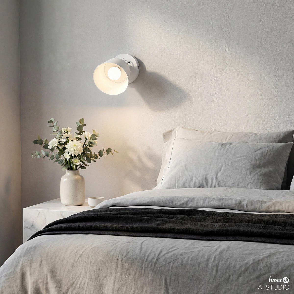 AKKU-WANDLEUCHTE inkl. Fernbedienung - 3-Stufen-Dimmer - Eisen - Weiß, Metall (12/15/16cm) - home24