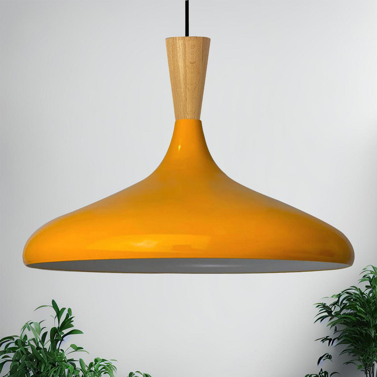PENDELLEUCHTE Champion Holz 35/30 cm - Gelb, Metall (35/30cm) - Bamyum