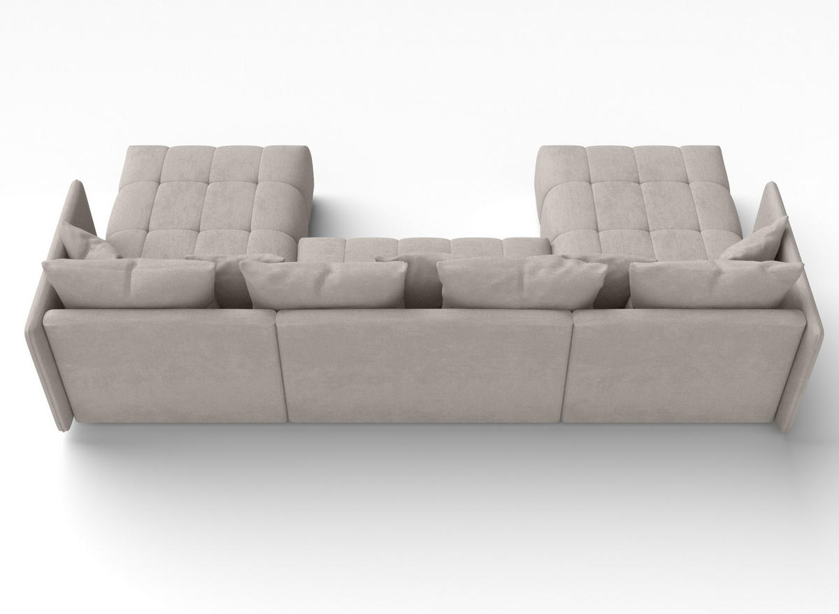 WOHNLANDSCHAFT Mersino Beige 353/180/83 cm – Wohnlandschaft fürs Wohnzimmer - Beige/Schwarz, Kunststoff/Textil (353/83/180cm) - AX Living