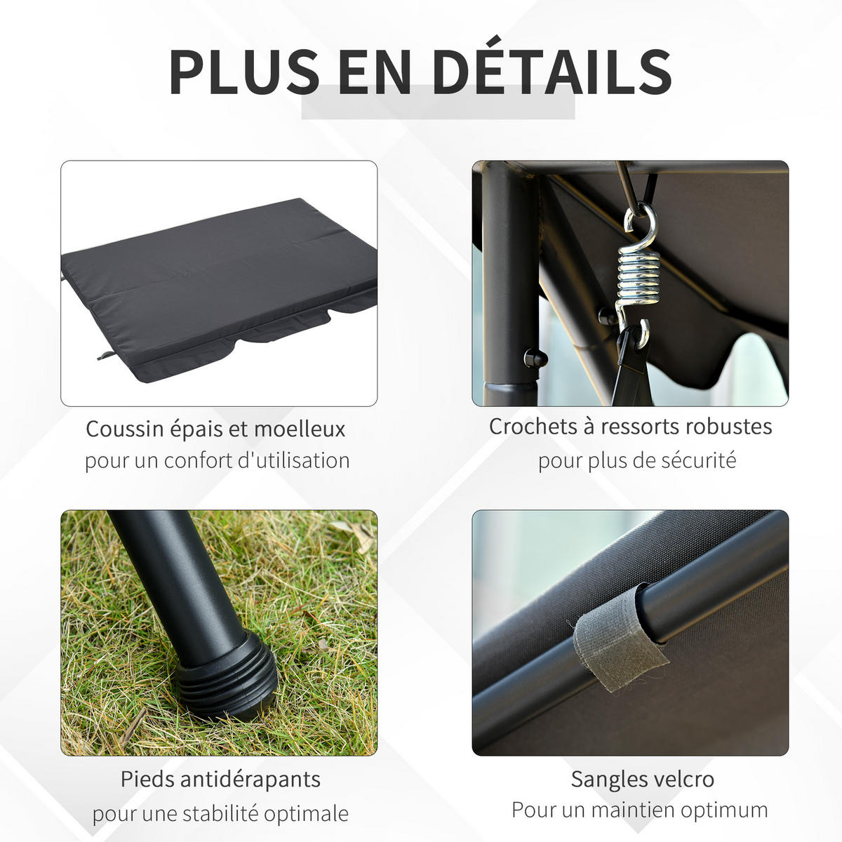 HOLLYWOODSCHAUKEL DE-15238 Anthrazit - Dunkelgrau, Metall (125/170/200cm) - ComfortXL
