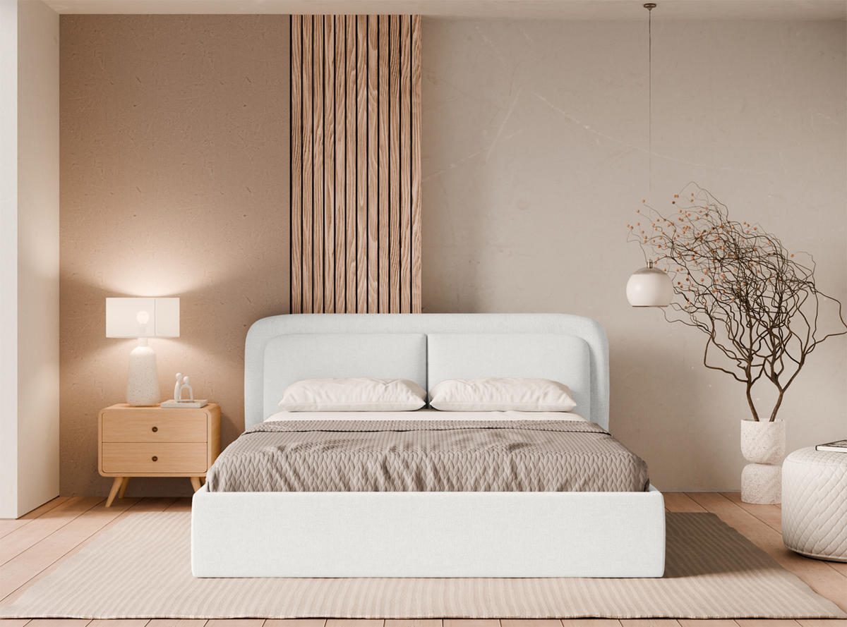 POLSTERBETT Skalo 120x200 cm, Cremeweiß - Creme, Textil (120/200cm) - Fedve