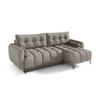 ECKSCHLAFSOFA Malaga Mini universeller Ottomane, Dunkelbeige - Beige/Schwarz, Textil (222/148cm) - Beautysofa