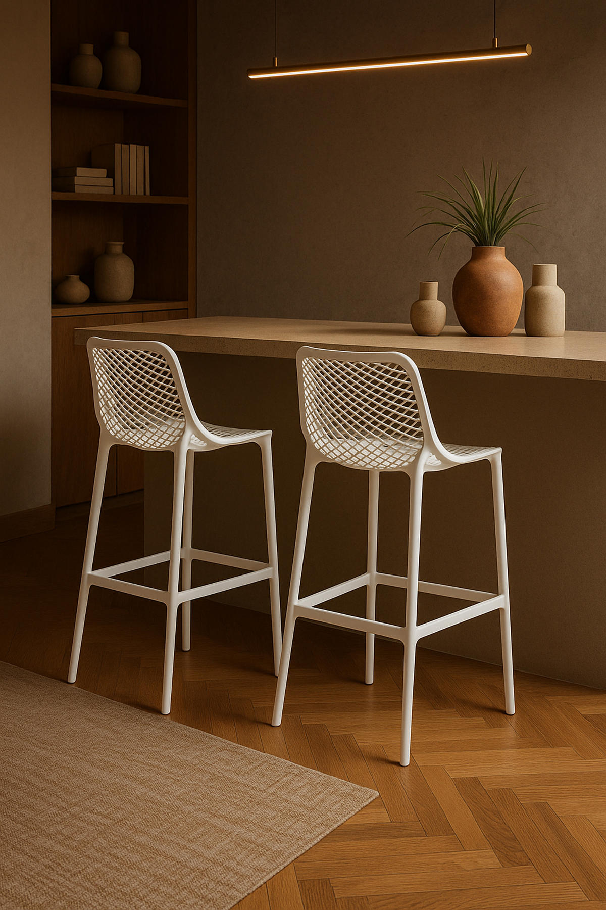 BARHOCKER 2er Set Aero weiß - Chromfarben/Weiß, Kunststoff/Metall (45/105/53cm) - TPFLiving