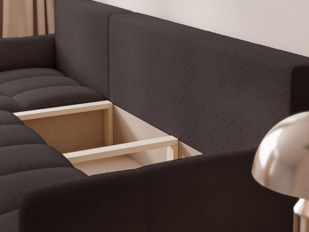 ECKSOFA LUPOO mit Schlaffunktion und Bettkasten Anthrazit - Anthrazit, Holzwerkstoff/Kunststoff (213/152cm) - Idohome