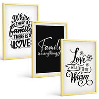 BILDER SET 3er Set - 40x60 cm Goldrahmen - Familie, Liebe, Wärme, Zuhause - Goldfarben, Kunststoff (40/60cm) - TULUP