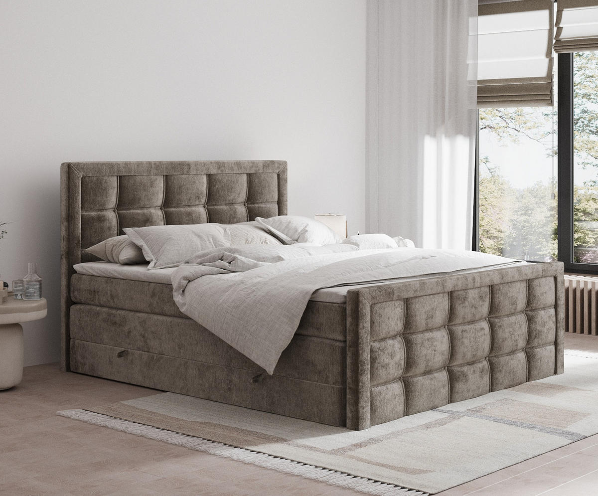 BOXSPRINGBETT Ambrosia Braun 160/200 cm - Schwarz/Braun, Holz/Holzwerkstoff (160/200cm) - Maison de Reve