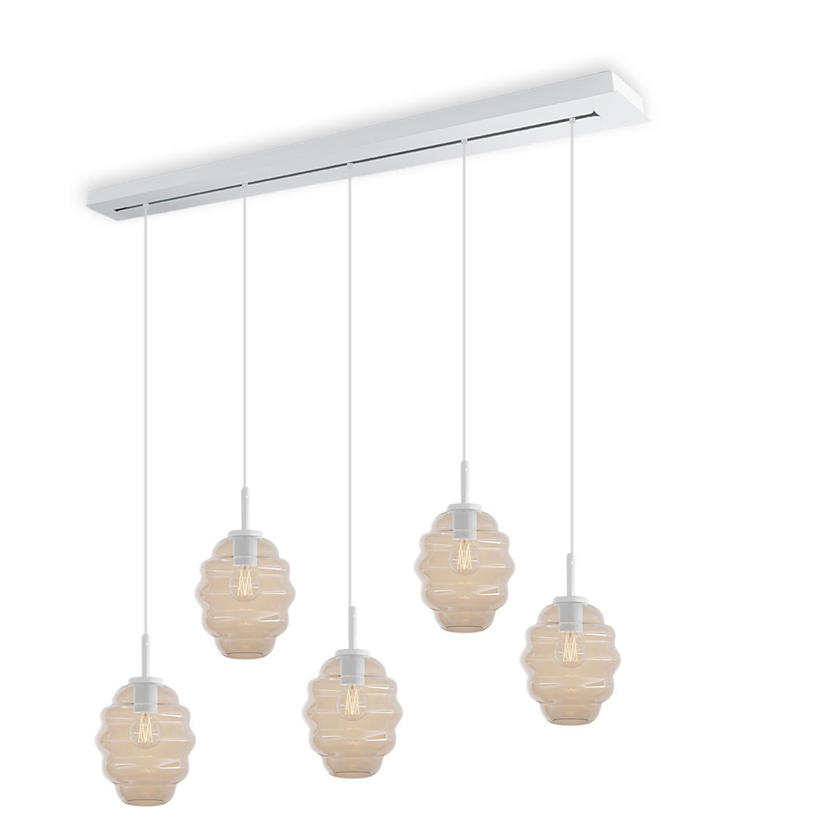 HÄNGELEUCHTE Echos 5-flammig Klar Ø 18cm - Klar/Weiß, Glas (18/18/20cm) - s.luce