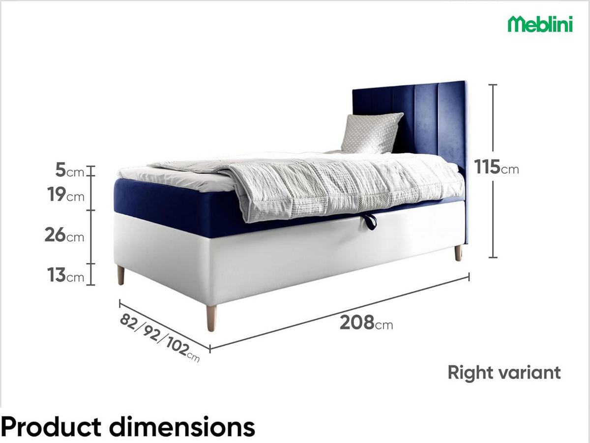 KINDERBETT MAYA 1 - Dunkelblau/Weiß, Holzwerkstoff (82/208cm) - Meblini