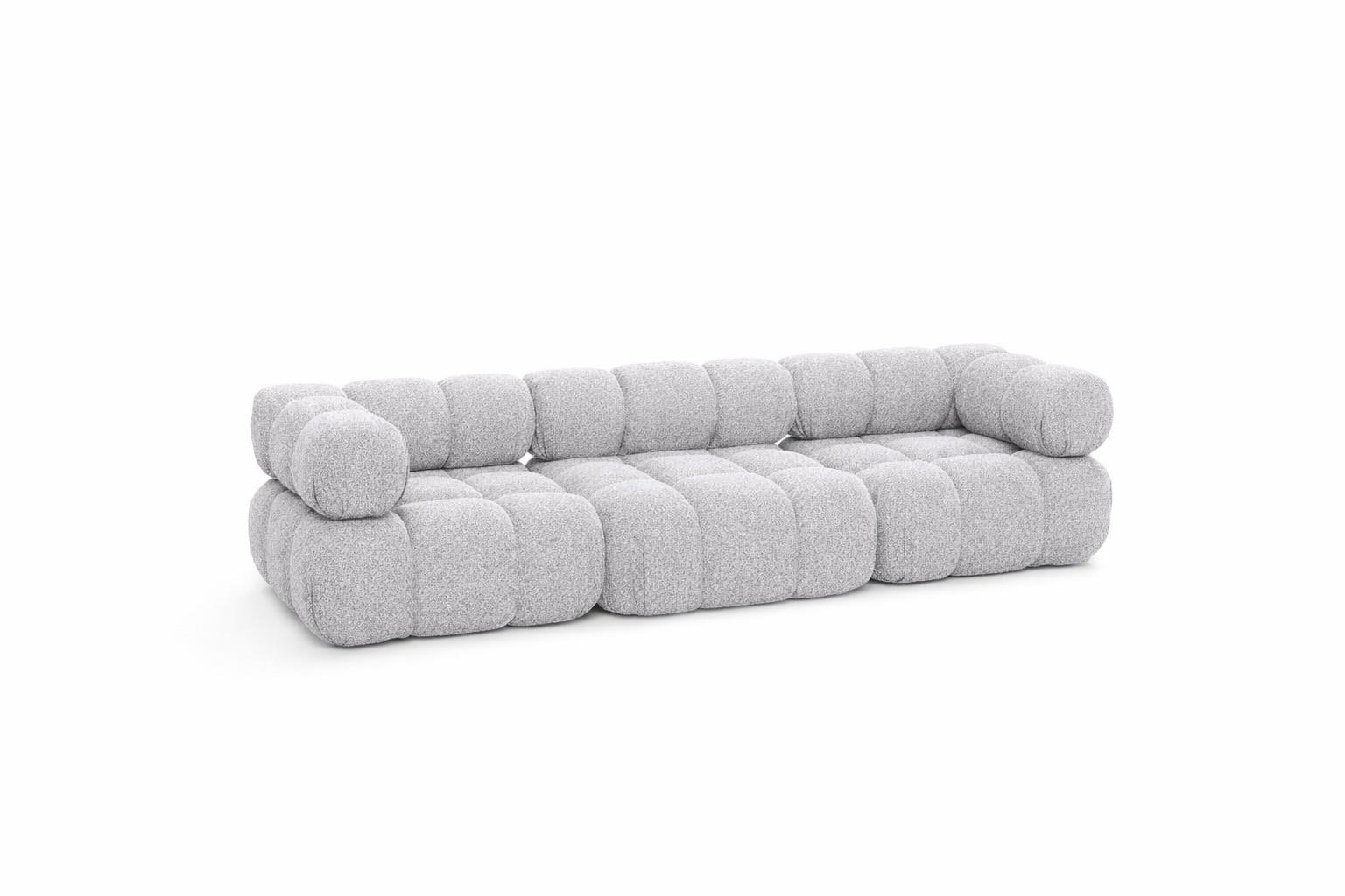 COUCH, 3-Sitzer Modular, Bouclé-Stoff Abriamo, Hellgrau, Selia - Hellgrau, Holz (285/70/95cm) - Kaiser Möbel