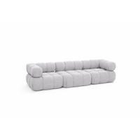 COUCH, 3-Sitzer Modular, Bouclé-Stoff Abriamo, Hellgrau, Selia - Hellgrau, Holz (285/70/95cm) - Kaiser Möbel