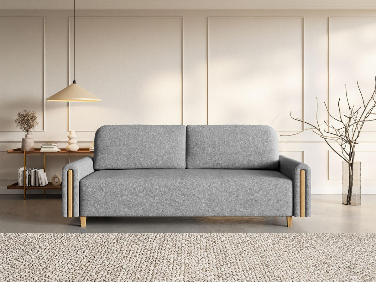 3-SITZER SCHLAFSOFA Majla Grau - Eichefarben/Grau, Holz/Textil (236/93/97cm) - Selsey