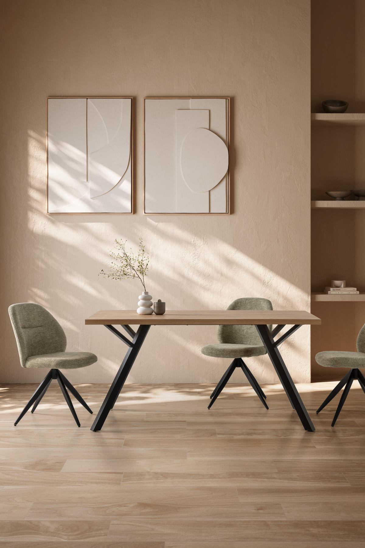 STÜHLEN (Set aus 2) aus stoff mit schwarzen metallbeinen - tamara 47/60/49 cm - Grün, Textil (60/49/47cm) - Calicosy