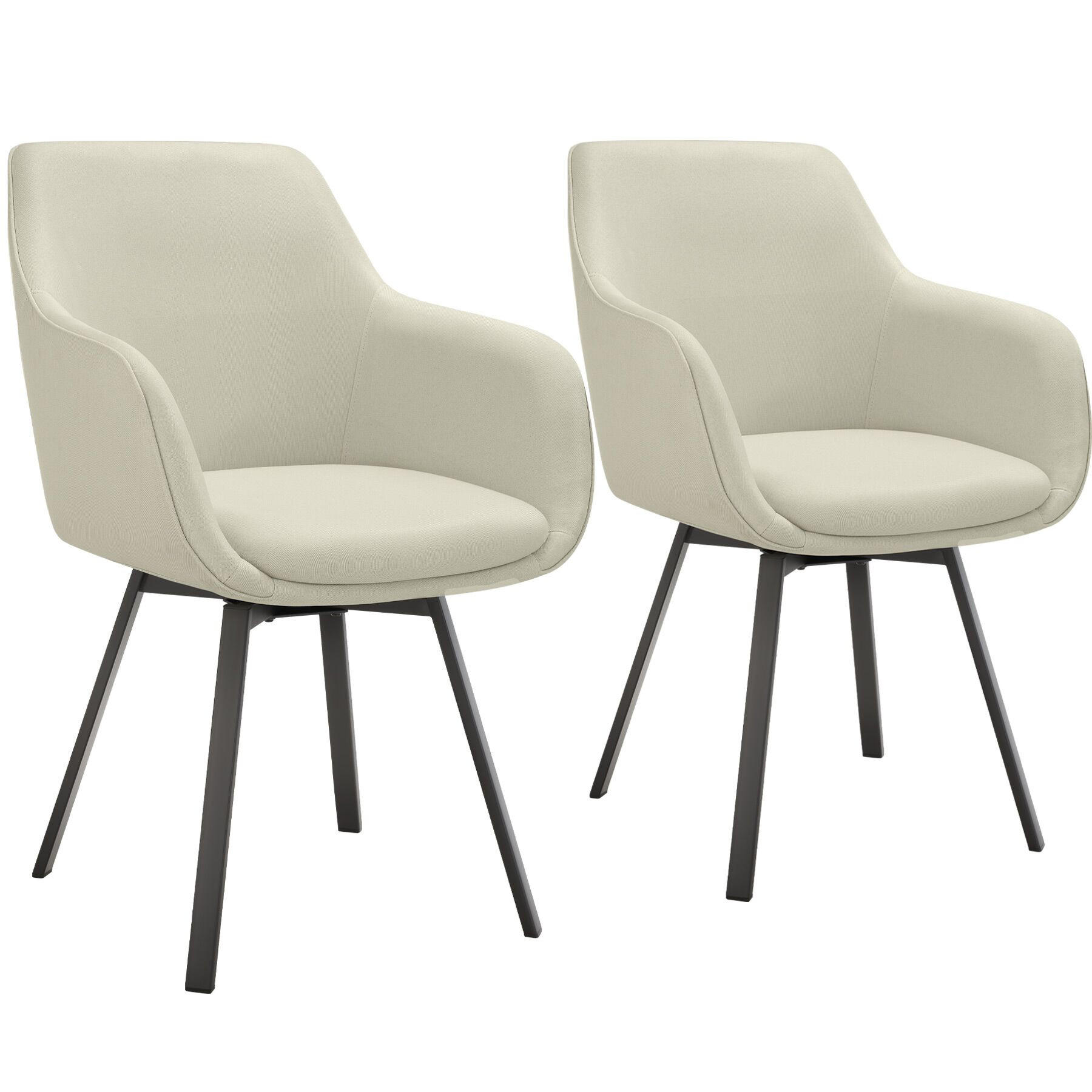 ARMLEHNSTUHL drehbarer 2er Set Alicon 57 x 59 x 88 cm greige - Greige, Textil (57/88/59cm) - tectake