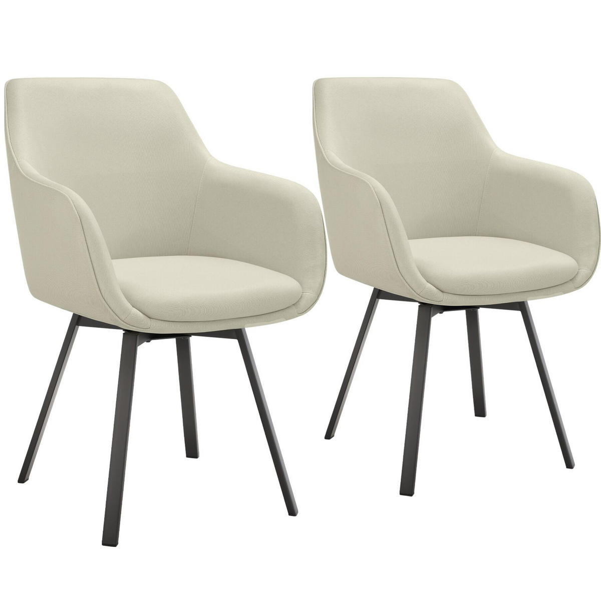 ARMLEHNSTUHL drehbarer 2er Set Alicon 57 x 59 x 88 cm greige - Greige, Textil (57/88/59cm) - tectake
