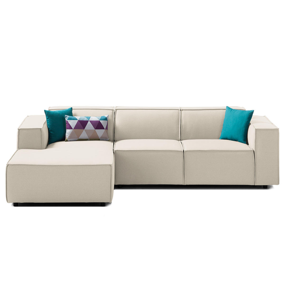 ECKSOFA mit Longchair - Schwarz/Weiß, Kunststoff/Textil (260/177cm) - home24